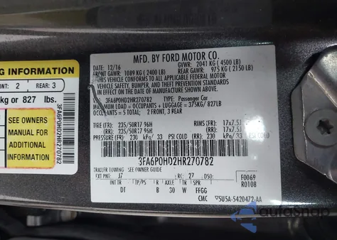 2017 Ford Fusion Se из США, поврежденный, VIN 3FA6P0HD2HR270782